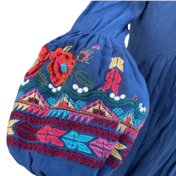 Solitaire/ Anthropologie embroidered blue tunic dress size S - Picture 5 of 6